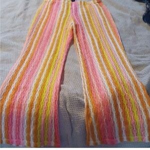 Boho crochet Multicolor Wide Leg Pants